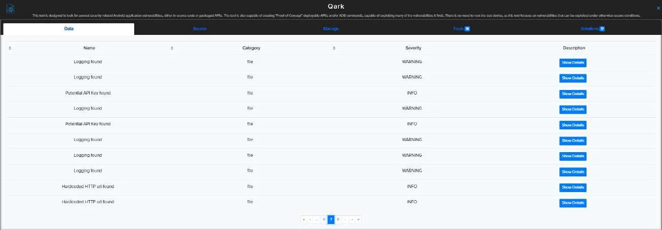 Automated audits queued against a mobile application